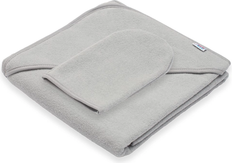 Vaikiškas frotinis rankšluostis su gobtuvu New Baby Basic 80 × 80 cm, pilkas