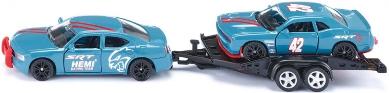 Siku rinkinys 1:55 – vilkikas DODGE Charger su priekaba ir lenktyninis DODGE Challenger SRT