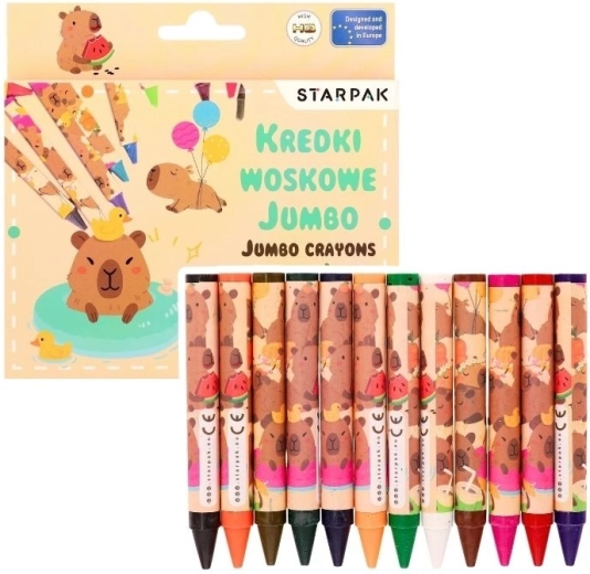 Jumbo vaško kreidelės Kapibara, 12 spalvų