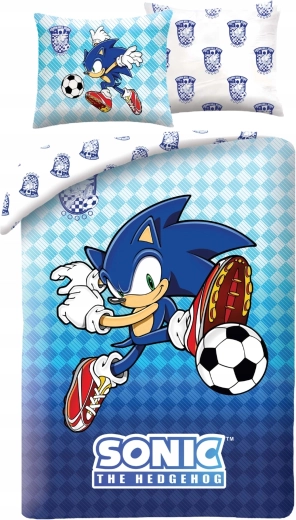Sonic Football Children's Microfiber Bedding Set in Blue