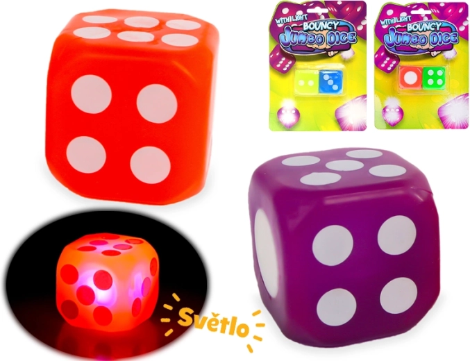 Šviečiantys žaidimų kauliukai Jumbo 3,6 cm – 2 vnt. rinkinys