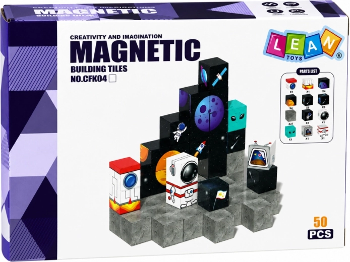 50 magnetinių kaladėlių 3D statyboms