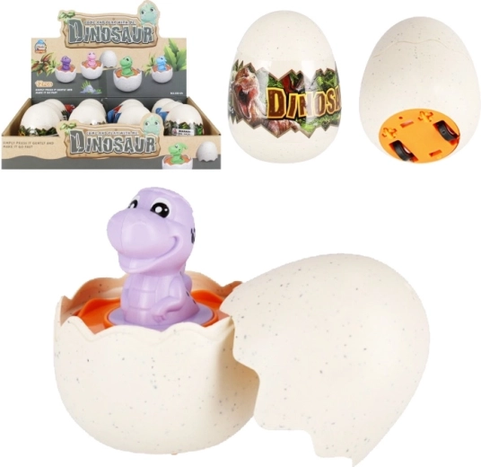 Dinosaur in an egg on wheels