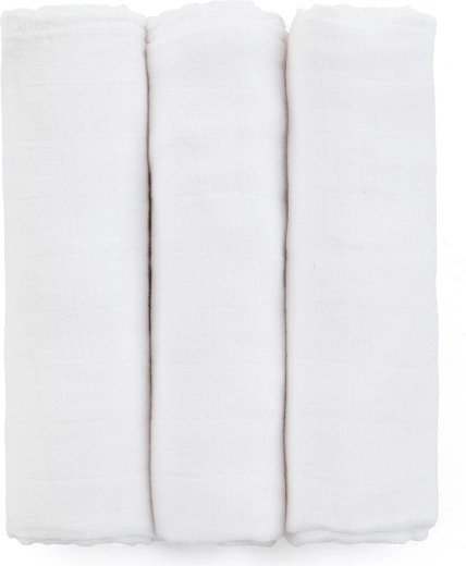 Bambukinės muslino sauskelnės PETITE&MARS Moussy Total White 68 × 68 cm (3 vnt.)