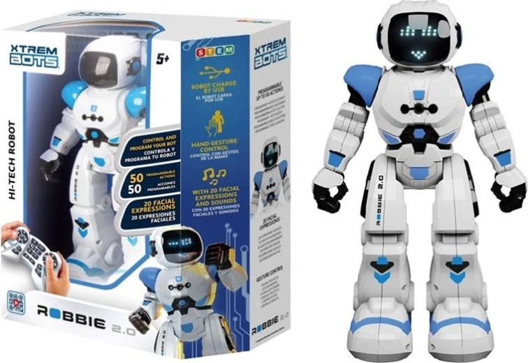Xtrem Bots Robbie 2.0 – interaktyvus programuojamas nuotoliniu būdu valdomas robotas