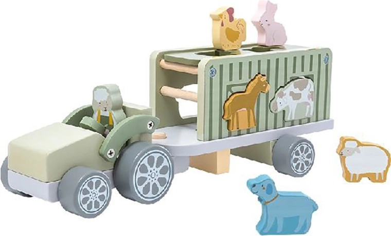 Medinis safari sunkvežimis su kaladėlėmis Baby Mix