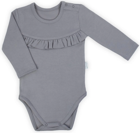 Nicol Sara Long-Sleeve Baby Bodysuit, Gray