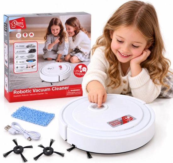 Children's robotic vacuum cleaner with vacuuming function