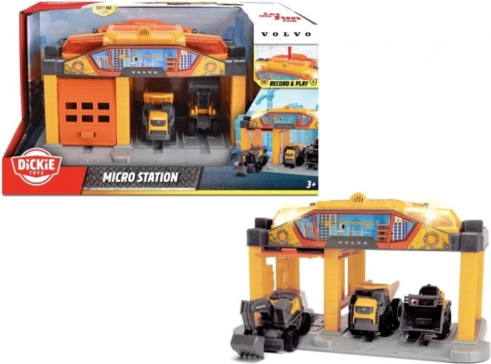 Dickie Toys VOLVO statybų stotis su transporto priemonėmis ir besisukančiu kranu
