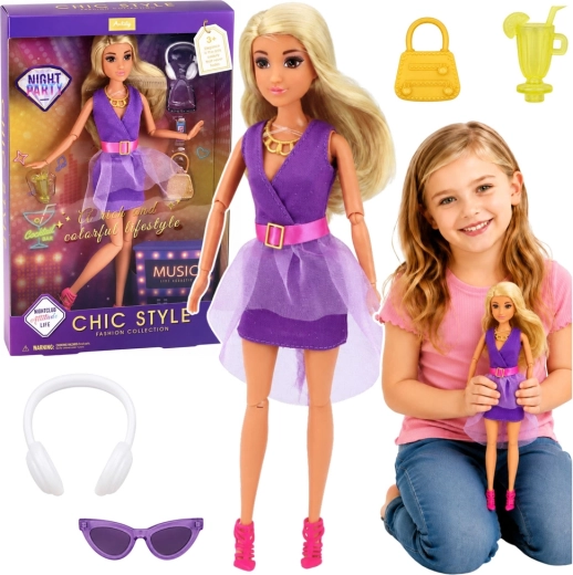 Anlily Doll in Purple Dress with Headphones and Accessories 30 cm