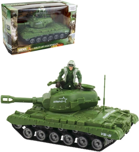 Military tank play set with pull-back mechanism, figure and accessories 26 cm
