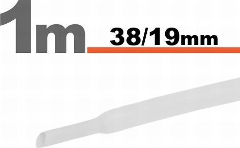 Balta termiškai susitraukianti mova 38 / 19 mm