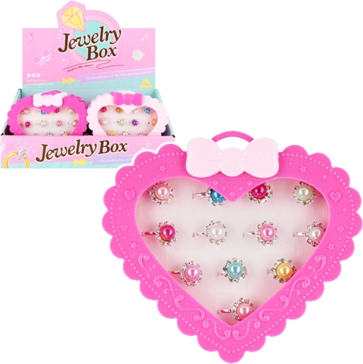 Kids' Rings in a Heart-Shaped Box (12 pcs)
