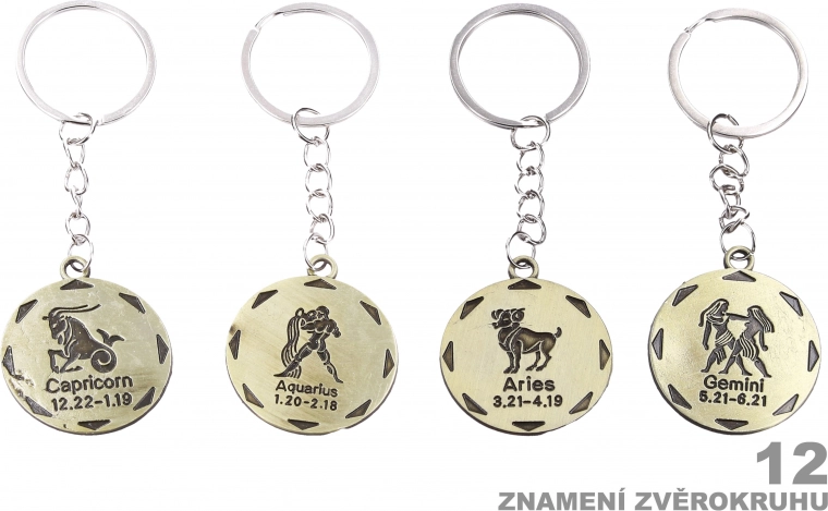 Apvalus raktų pakabukas su Zodiako ženklu