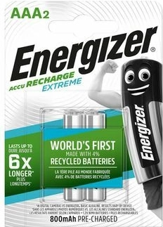 Energizer Extreme AAA 800 mAh Rechargeable Batteries - 2 pcs