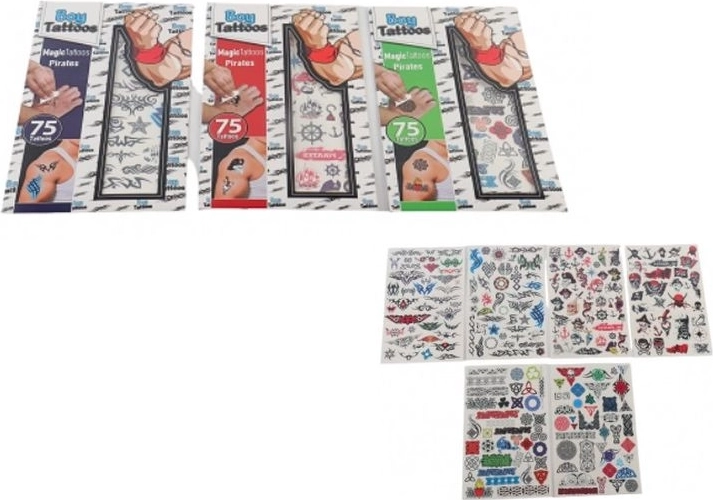 Magic Tattoos washable temporary pirate tattoos for boys (75 pcs)