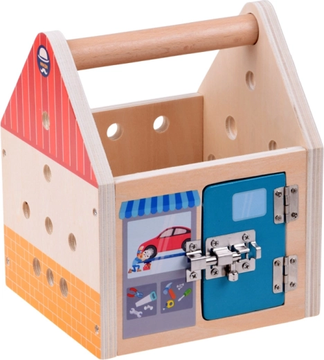3-in-1 house: building, latches and storage box