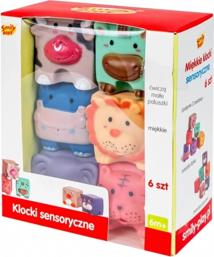 Minkštos sensorinės kaladėlės vaikams – 6 vnt. rinkinys