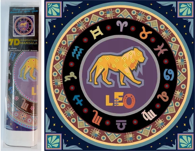 Deimantinė tapyba Zodiako ženklas Liūtas 30x30 cm