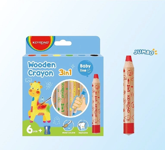 Akvarelinės pastelės 3 viename KEYROAD, 6 spalvų rinkinys