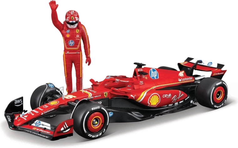 Bburago F1 Ferrari SF-24 (2024) model with driver figure Charles Leclerc 1:24