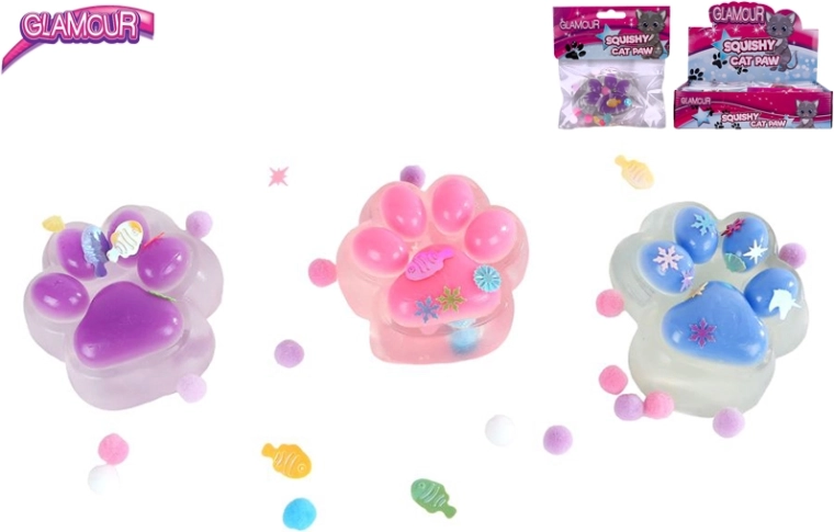 Glamour Cat Paw Anti-Stress Toy with Slime and Glitter