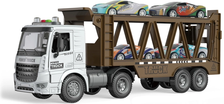 Vilkikas su automobiliais su šviesos ir garso efektais 38 cm