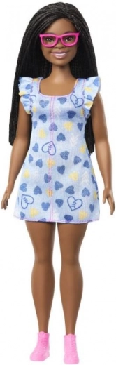 BARBIE fashion doll – in a heart-print dress