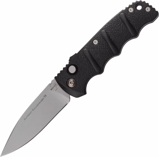 Böker Plus AKS-74 automatic pocket knife D2, 8.5 cm, black aluminum with clip