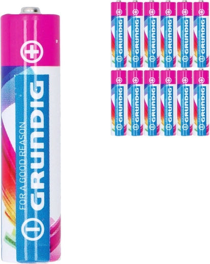 Šarminės baterijos Grundig AAA LR03 1,5 V – rinkinys 12 vnt. (išpardavimas, galiojimo pabaiga 2024 m.)