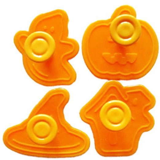Toro plastikinės sausainių formelės su antspaudu Halloween, 4 vnt.