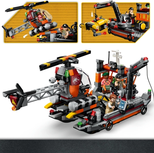 Catamaran, crane and helicopter
