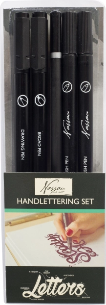 Set of markers in various thicknesses for drawing and calligraphy, 5 pcs