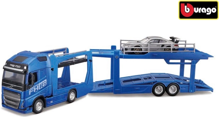 Bburago Street Fire truck with trailer Volvo FH16 and Porsche 911 GT2 RS in 1:43 scale