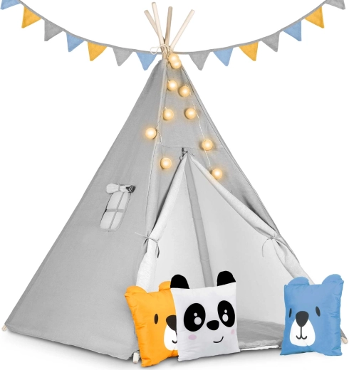 Kids’ teepee with lights Nukido – grey