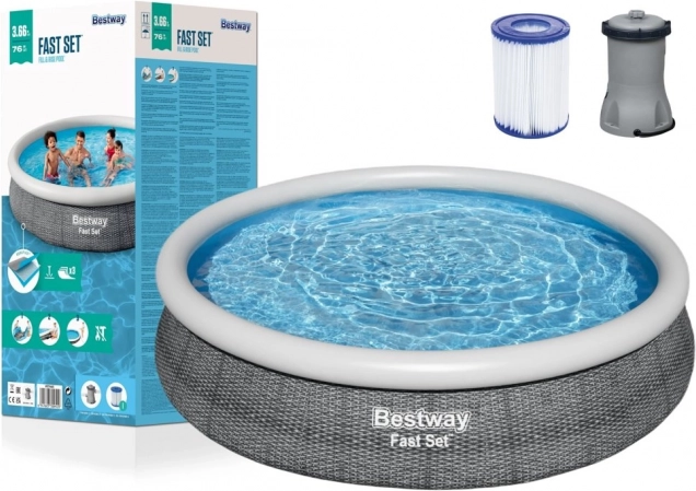 Pripučiama BESTWAY Fast Set baseinas 366 × 76 cm su filtravimu