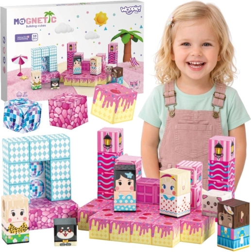 Woopie magnetinės kaladėlės – 3D magnetinės kaladėlės 59 vnt.