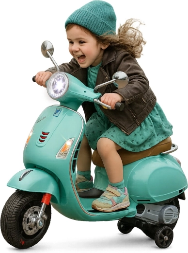 Mėtinės žalios spalvos vaikiška elektrinė transporto priemonė „Vespa GTS 125“