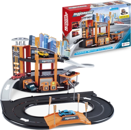 Didelis garažo rinkinys Motor City Plus su miesto automobiliuku
