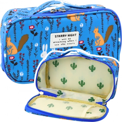 School Pencil Case with Organizer - Blue