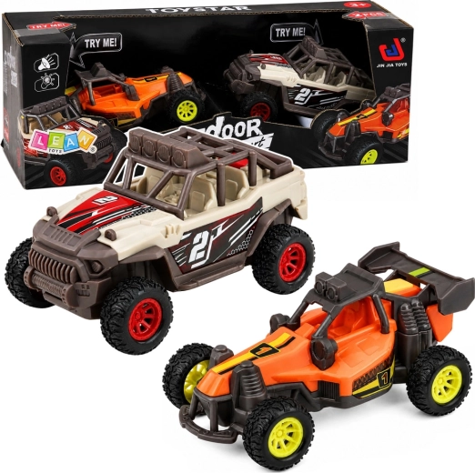 2 visureigių bagio automobilių rinkinys su šviesomis ir garsais, 14 cm