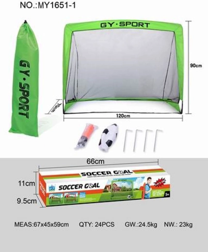Sulankstomi žali futbolo vartai su priedais