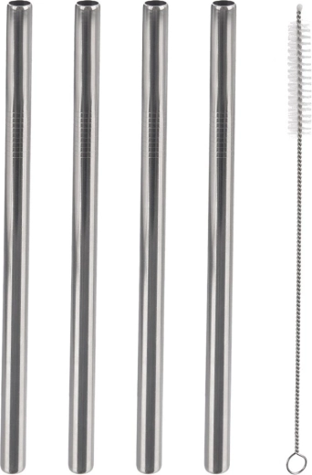 Stainless Steel Straws with Cleaning Brush 21.5 cm – Set of 5