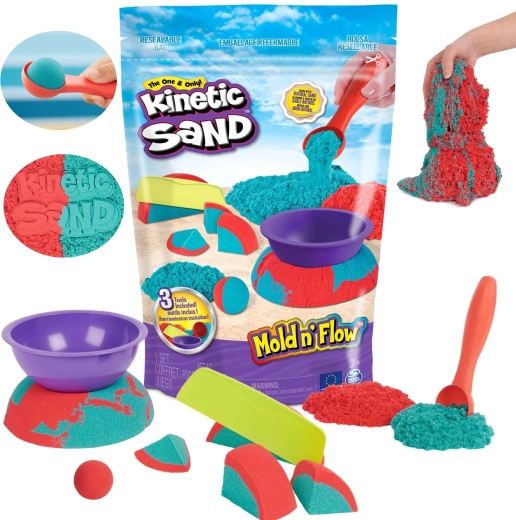 Kinetic Sand Mold 'n Flow kinetic sand with 2 colors and 3 accessories