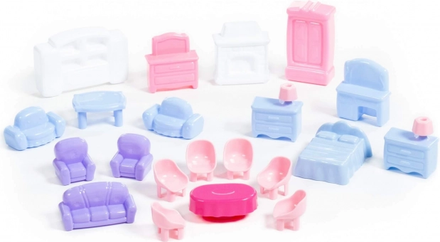 Doll furniture – set – Blue–pink–purple