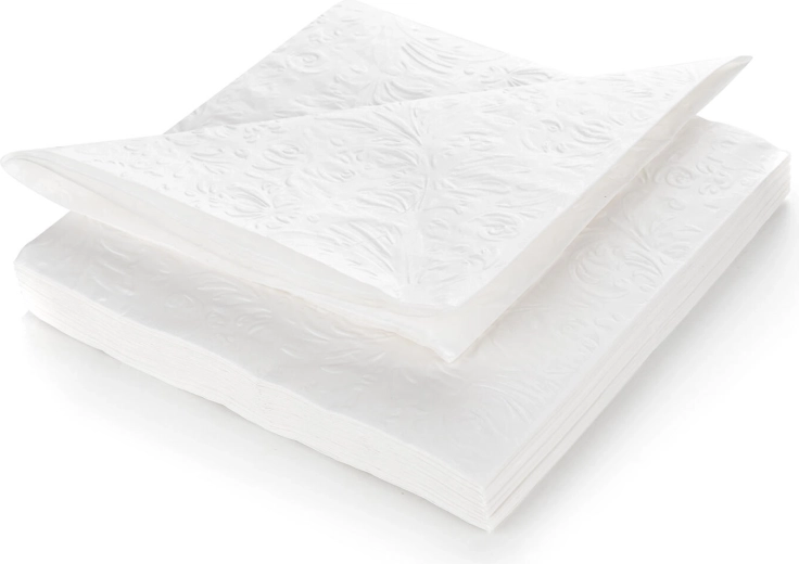 Popierinės stalo servetėlės 33 × 33 cm, baltos, 3 sluoksnių (20 vnt.)