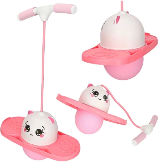 Children’s bouncing pogo jumper for balance, white-pink