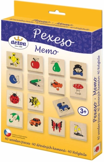 Detoa wooden memory game with pictures, 40 pieces