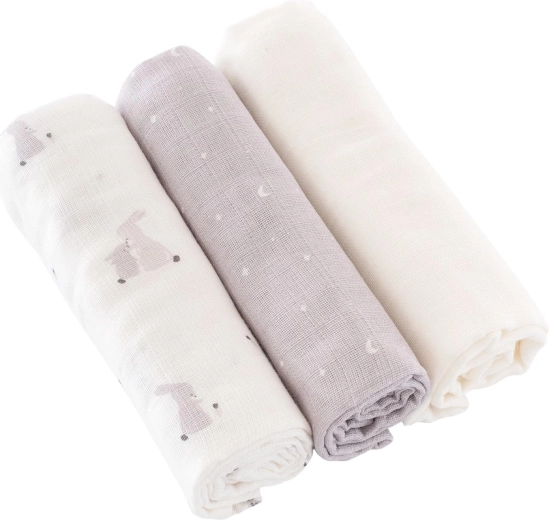 Träumeland cloth diapers Hophop Bunny Grau 80 × 80 cm (3 pcs)