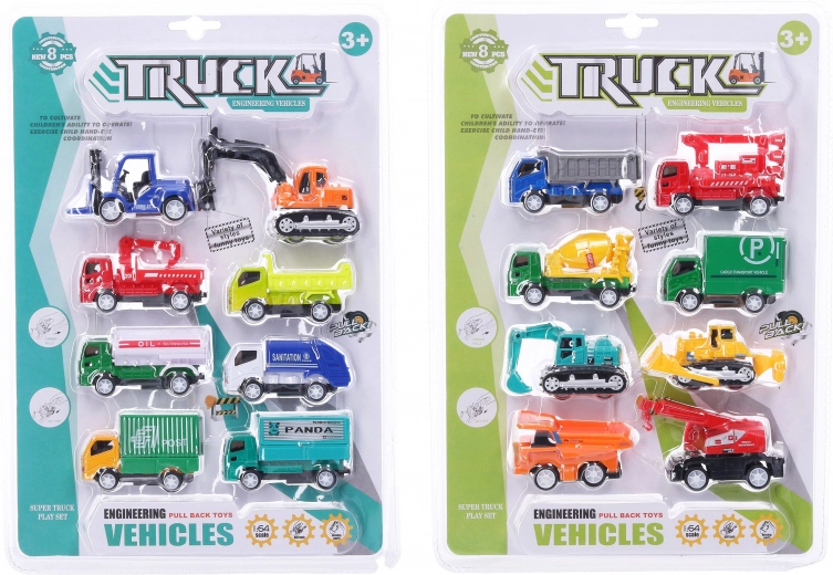 8 transporto priemonių rinkinys su atitraukimo mechanizmu